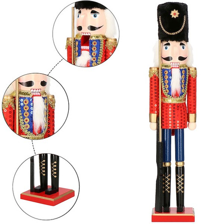 Dziadek do orzechów 50 cm drewniany żołnierzyk z karabinem multikolor, figurka świąteczna