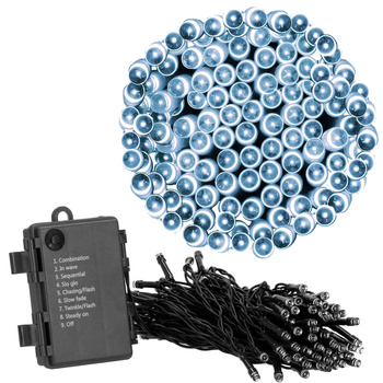 Lampki choinkowe 100 Led na baterie zimny biały z programatorem