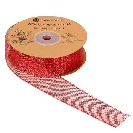 Wstążka dekoracyjna czerwona do kokard 22m taśma