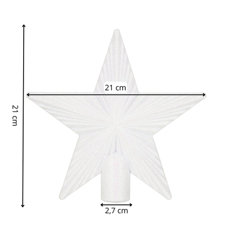 Szpic na choinkę gwiazda 21 cm czubek brokatowy ozdoba świąteczna biała