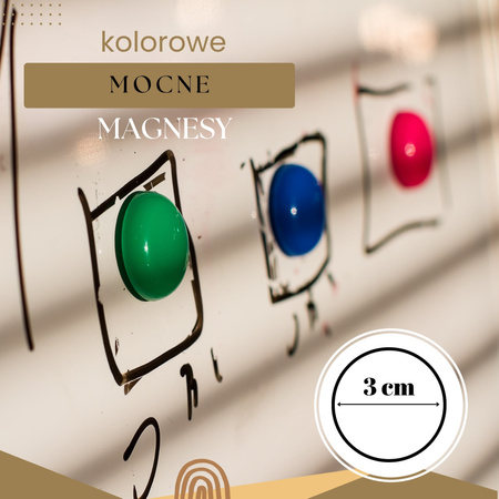 Kolorowe okrągłe magnesy do tablicy magnetycznej zestaw 10 szt.