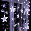 Kurtyna świetlna 180 led girlanda gwiazdki, lampki wewnętrzno-zewnętrzne sople zimny biały + niebieski flash