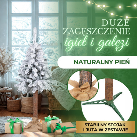 Choinka na pniu sztuczna, świerk śnieżony 160 cm