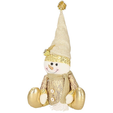 Bałwanek 38 cm dekoracja ozdoba świąteczna, figurka gnom złoty