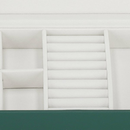 Kufer, szkatułka na biżuterię 23,5x14x5,5 cm zielony organizer z przegródkami ekoskóra