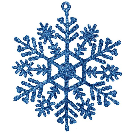 Zawieszka choinkowa 12 szt. śnieżynka 10 cm świąteczna ozdoba niebieski brokat