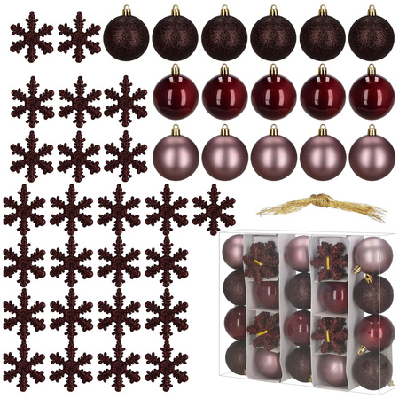 Bombki choinkowe 40 szt. komplet dekoracje świąteczne zawieszki nietłukące, fioletowe