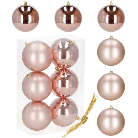 Bombki choinkowe 6 szt. ozdoby świąteczne zestaw 10 cm rose gold