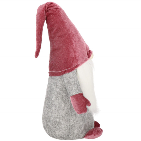 Skrzat 55cm ozdoba świąteczna, krasnal świąteczny, gnom welur brudny róż