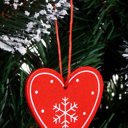 Świąteczne zawieszki 5cm drewniane serce zestaw 3 szt.