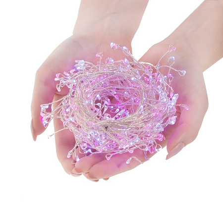 Lampki choinkowe 300 LED druciki różowe