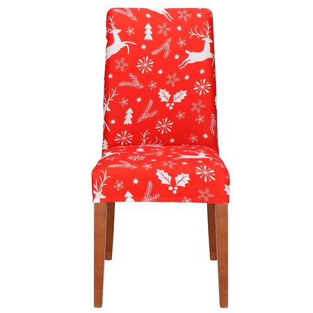 Pokrowiec na krzesło świąteczny, elastyczny, uniwersalny czerwony