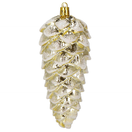 Zawieszki choinkowe szyszki 6 szt. ozdoby świąteczne 14 cm bombki złoty brokat