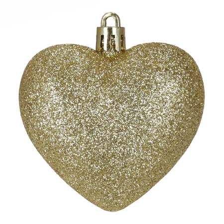 Bombki choinkowe 16 szt. komplet dekoracje świąteczne, nietłukące serca, złote