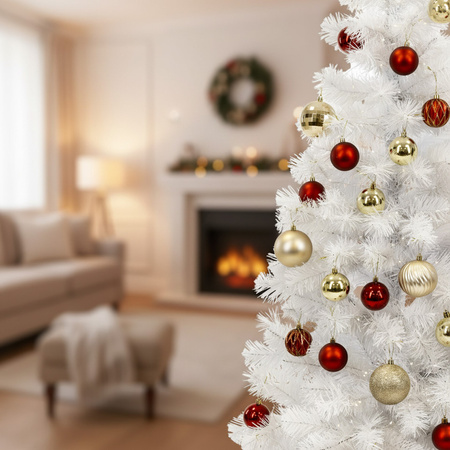 Choinka sztuczna 150 cm biała jodła jak żywa, nowoczesna, ze stojakiem