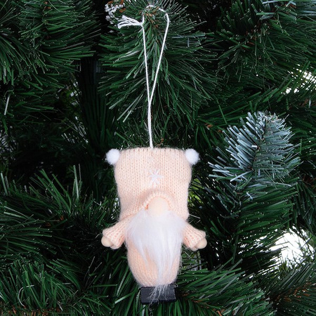 Skrzat 8cm ozdoba świąteczna, krasnal świąteczny, gnom kremowy