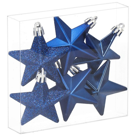 Bombki choinkowe 6 szt. gwiazdki ozdoby świąteczne zestaw granatowe