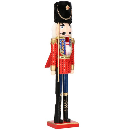 Dziadek do orzechów 50 cm drewniany żołnierzyk z karabinem multikolor, figurka świąteczna