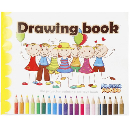 Rzutnik do nauki rysowania dla dzieci szkicownik z notesem i mazakami różowy