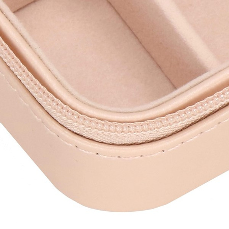 Kufer, szkatułka na biżuterię ekoskóra 10x10x5 cm różowy organizer z przegródkami