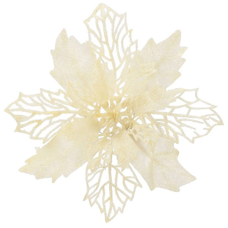 Gwiazda betlejemska, sztuczny kwiat, poinsecja ażurowa z brokatem