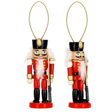 Zawieszki choinkowe 6 szt. drewniany dziadek do orzechów 8 cm świąteczna ozdoba