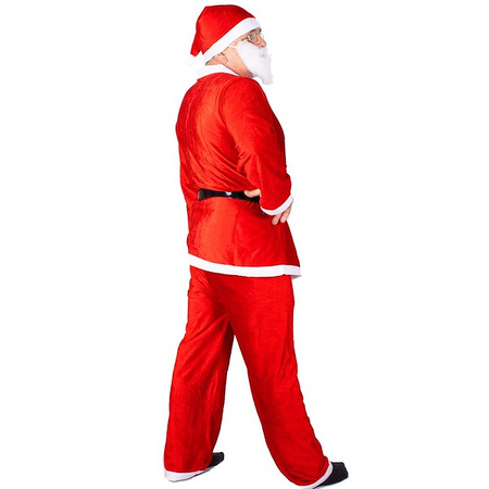 Strój Świętego Mikołaja 9 elementowy z brzuchem i workiem jutowym czerwony kostium