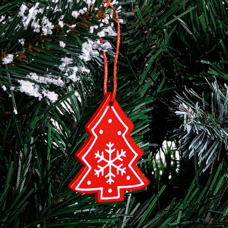 Świąteczne zawieszki 4,5cm drewniane choinki zestaw 3 szt.