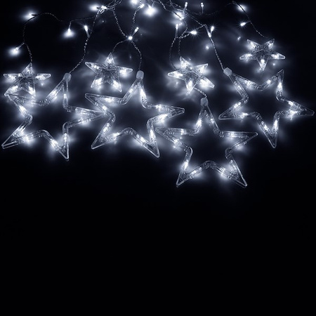 Kurtyna świetlna 92 led girlanda gwiazdki, lampki wewnętrzno-zewnętrzne sople zimny biały
