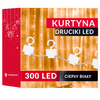 Kurtyna świetlna 300 led girlanda, lampki wewnętrzno-zewnętrzne sople biały ciepły + flash