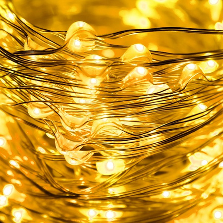 Lampki choinkowe 100 LED druciki mikro na prąd białe ciepłe