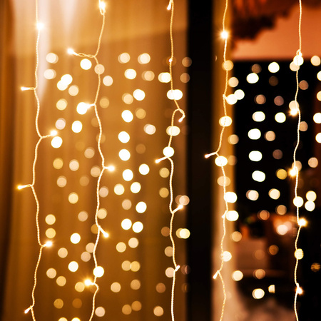Kurtyna świetlna 200 led girlanda, lampki sople biały ciepły