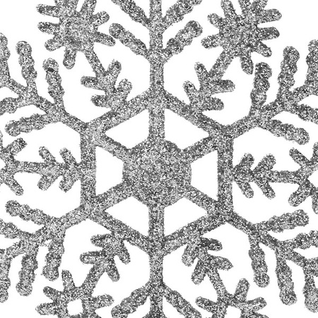 Zawieszka choinkowa 12 szt. śnieżynka 10 cm świąteczna ozdoba srebrny brokat