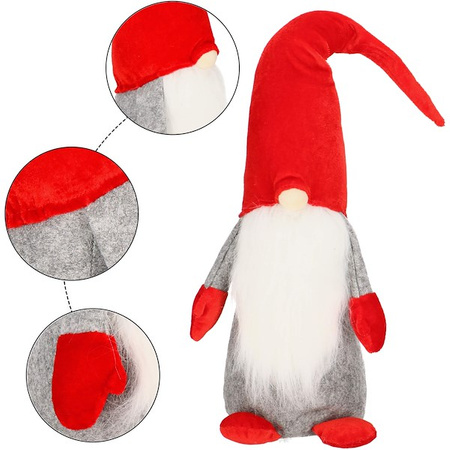 Skrzat 55cm ozdoba świąteczna, krasnal świąteczny, gnom z welurową czapką