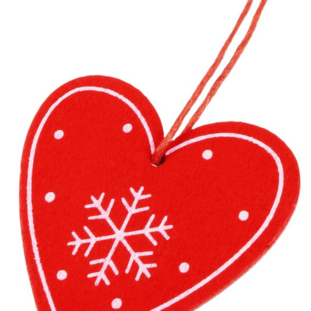 Świąteczne zawieszki 5cm drewniane serce zestaw 3 szt.