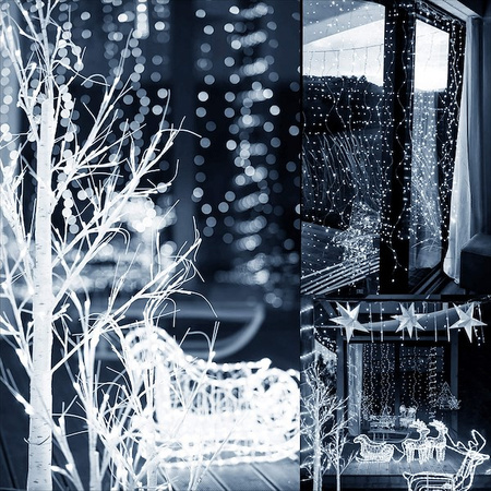 Kurtyna świetlna zimny biały 300 Led 3x3 m lampki wewnętrzne z programatorem USB