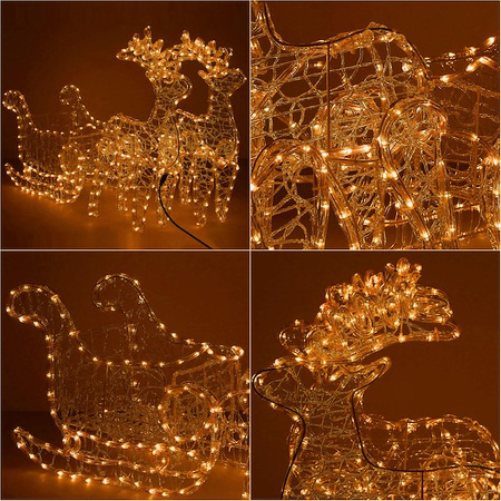 Renifery Led 150 cm świąteczne z saniami świetlna dekoracja do ogrodu biały ciepły