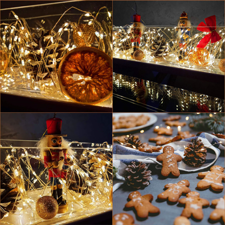 Lampki choinkowe druciki na szpuli 1000 LED biały ciepły wewnętrzno-zewnętrzne