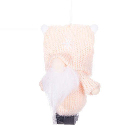 Skrzat 8cm ozdoba świąteczna, krasnal świąteczny, gnom kremowy