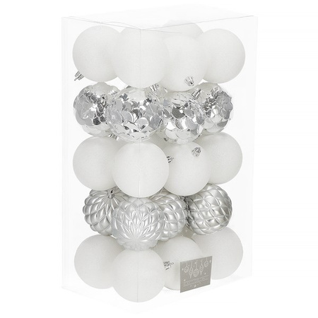Bombki choinkowe 30 szt. ozdoby świąteczne zestaw 8 cm białe