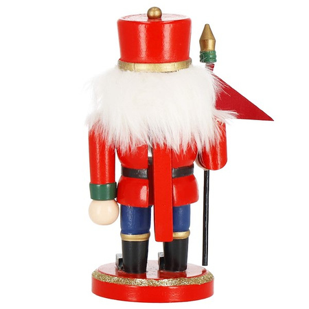 Dziadek do orzechów 15 cm z chorągiewką, drewniany żołnierzyk multikolor, figurka świąteczna
