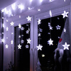 Kurtyna świetlna z pilotem 136 led girlanda gwiazdki, lampki wewnętrzno-zewnętrzne sople zimny biały