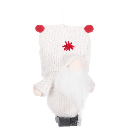 Skrzat 8cm ozdoba świąteczna, krasnal świąteczny, gnom kolorom biały