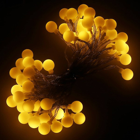 Lampki choinkowe 80 Led kuleczki biały ciepły z programatorem na baterie