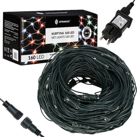 Kurtyna świetlna multikolor 160 Led lampki wewnętrzno-zewnętrzne siatka z programatorem