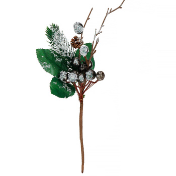 Gałązka świąteczna sztuczna dekoracja do stroika ośnieżona 25 cm
