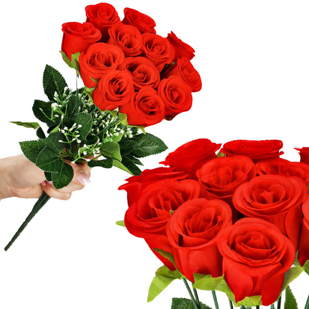 Bukiet sztucznych róż 12 kwiatów dekoracyjne czerwone