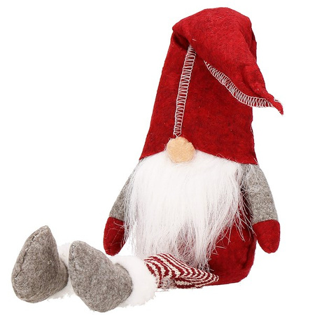 Skrzat 50cm ozdoba świąteczna, siedzący krasnal świąteczny, gnom czerwony