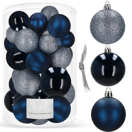 Bombki choinkowe 30 szt. ozdoby świąteczne granatowy