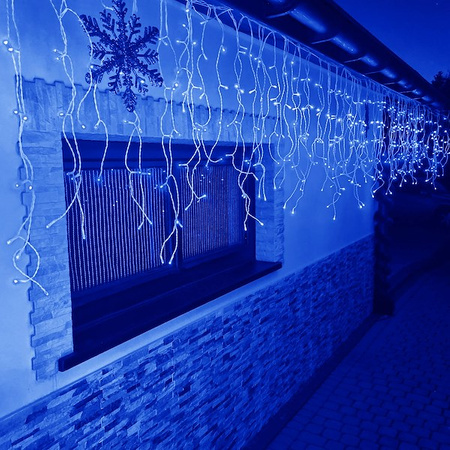 Kurtyna świetlna 200 led girlanda, lampki wewnętrzno-zewnętrzne sople niebieski